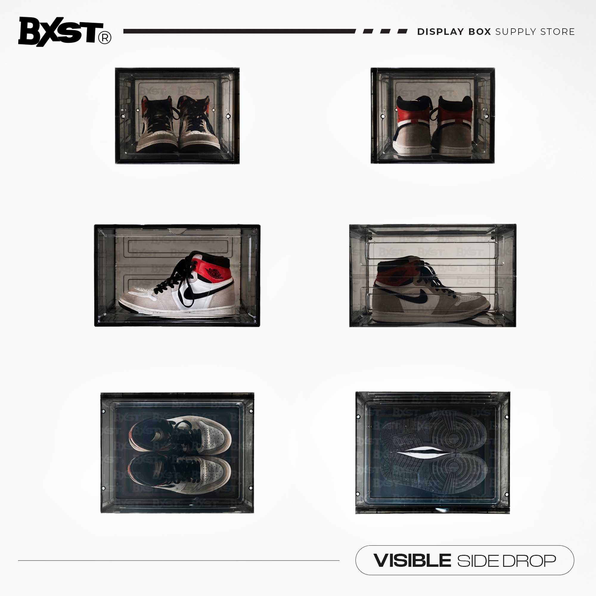「VISIBLE」SHOE BOX SIDE DROP - SMOKE