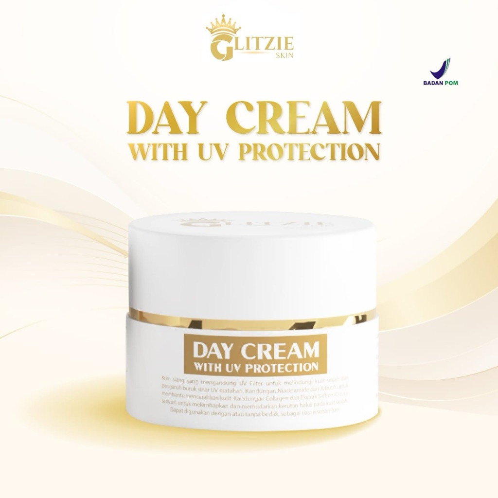 Glitzie Day Cream Pengganti Bedak Anti aging Whitening and UV filter