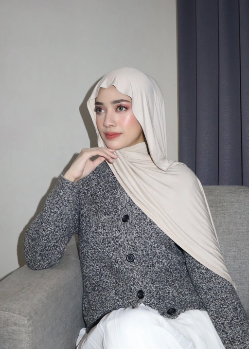 Image of Lunara Shawl Cream Almond - pashmina premium - Rayon Modal Stretch