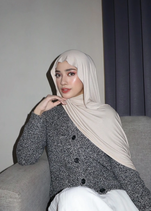 Image of Lunara Shawl Cream Almond - pashmina premium - Rayon Modal Stretch