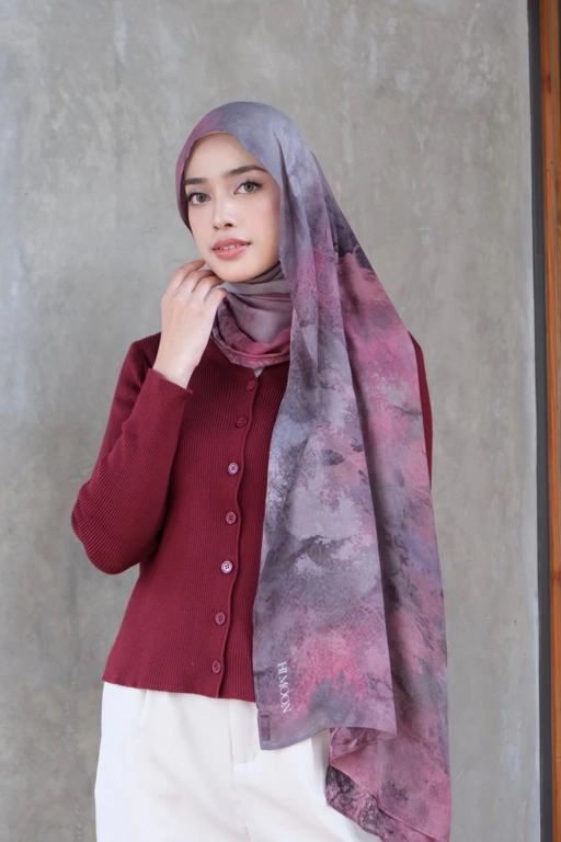 Image of Terra Series Plum Nebula Pashmina Printed Modals
