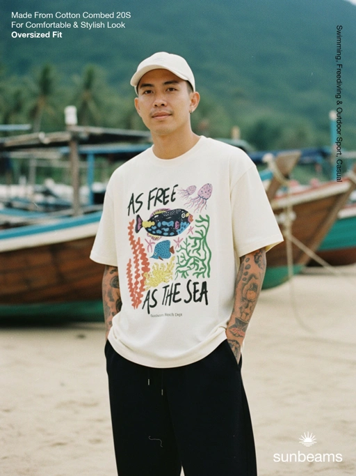 Image of Kaos Oversized Unisex Cotton 20S Broken White, As Free As the Sea