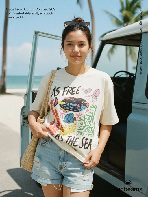 Image of Kaos Oversized Unisex Cotton 20S Broken White, As Free As the Sea