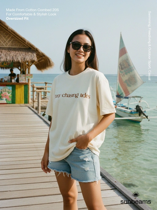 Image of T-Shirt Oversized 20S, Broken White, Busy Chasing Tides