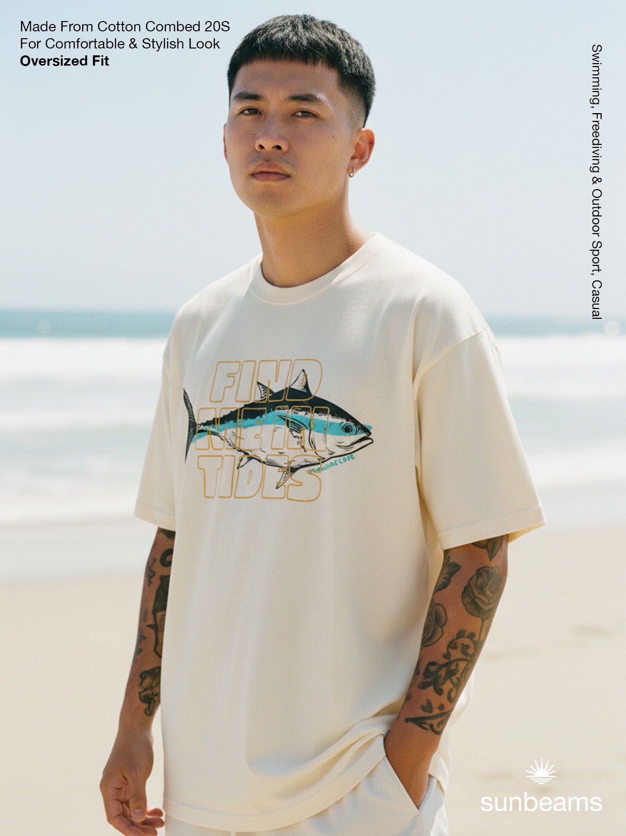 T-Shirt Oversized 20S, Broken White, Find Me In Tides