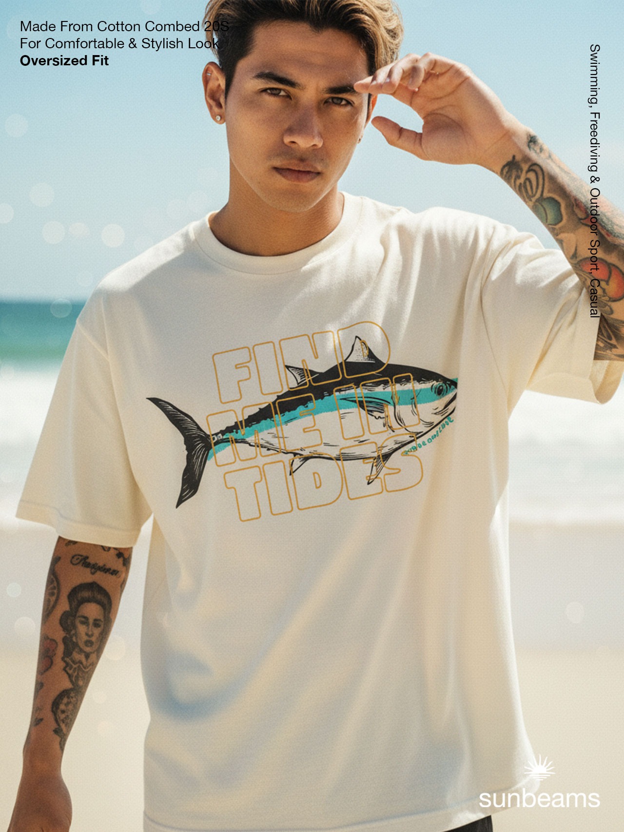 T-Shirt Oversized 20S, Broken White, Find Me In Tides