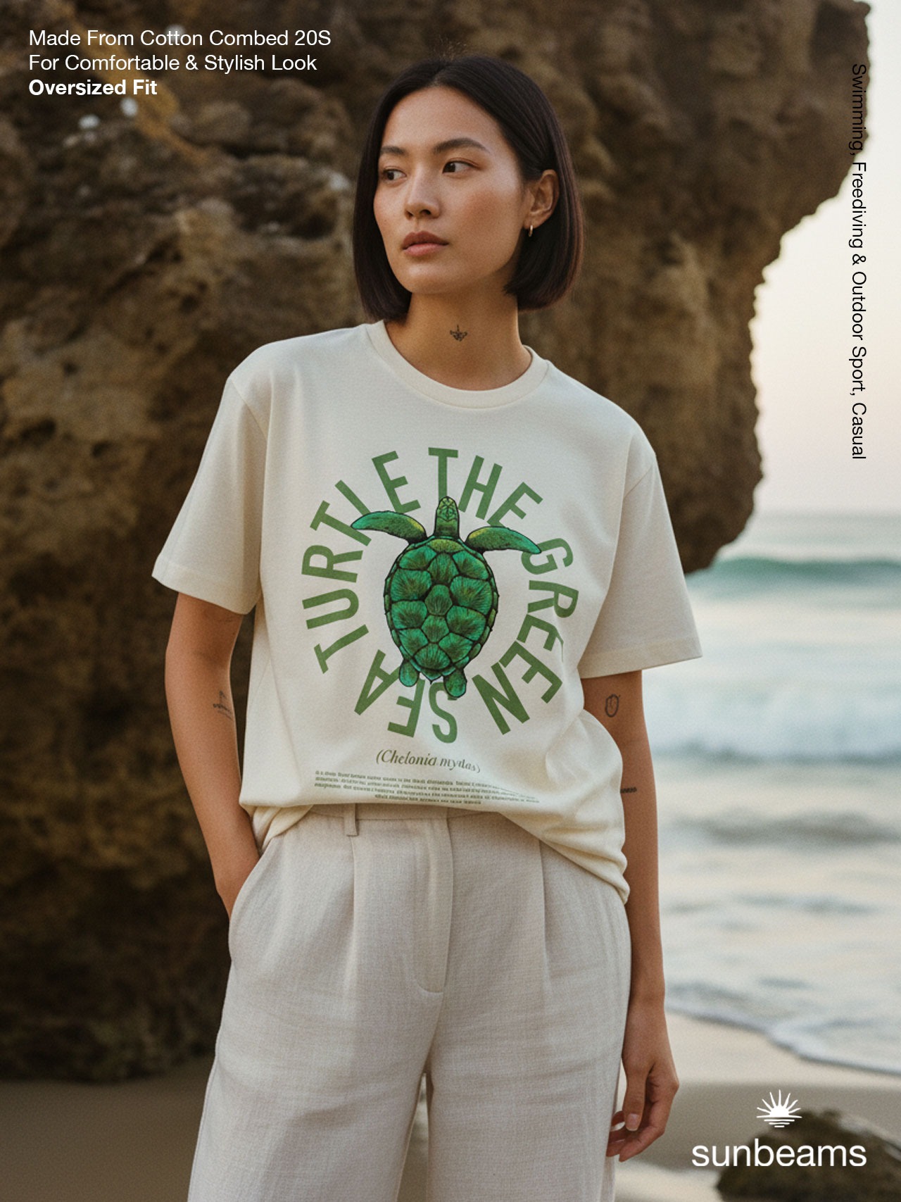 T-Shirt Oversized Unisex 20S, Broken White,