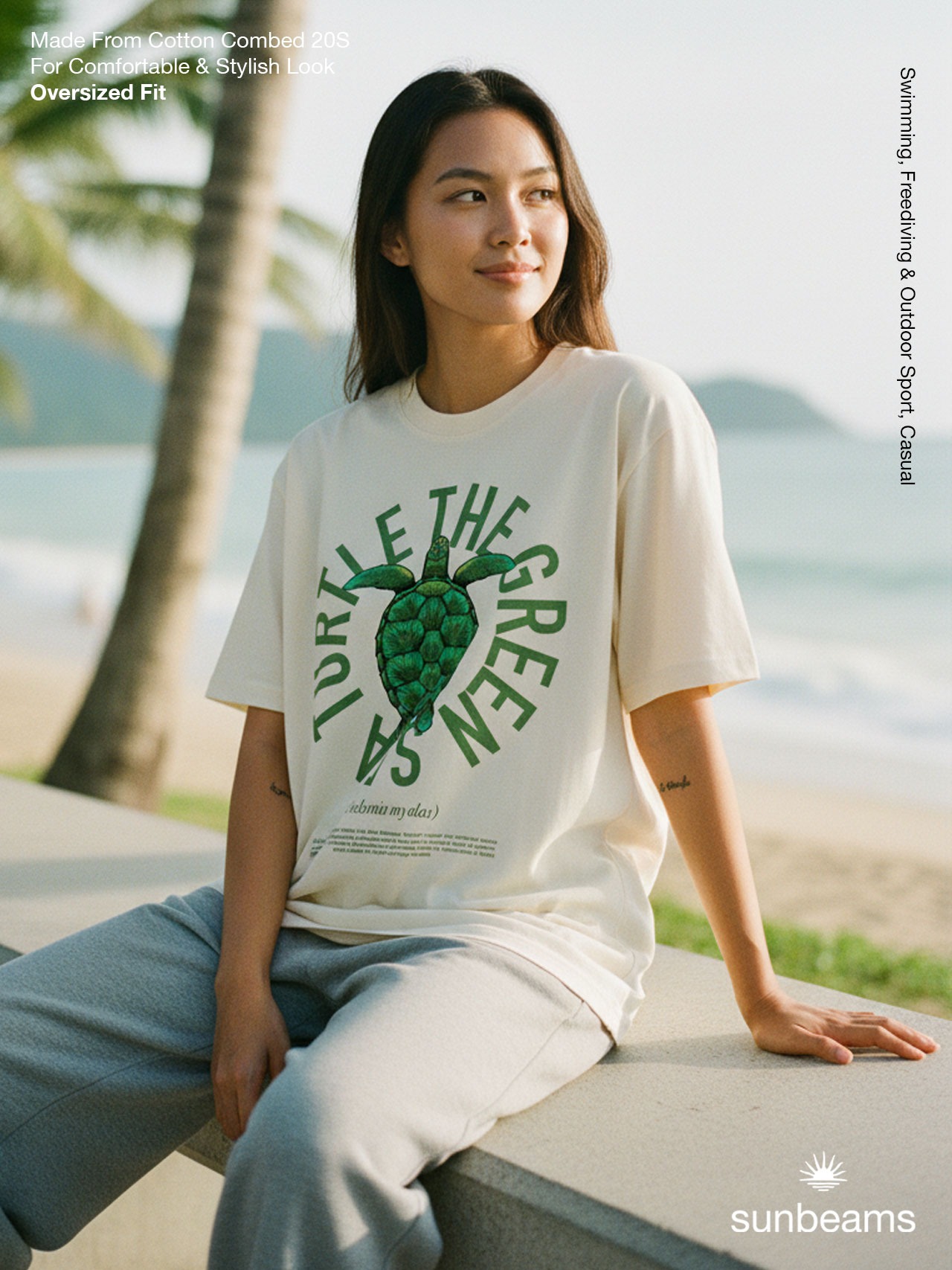 T-Shirt Oversized Unisex 20S, Broken White,