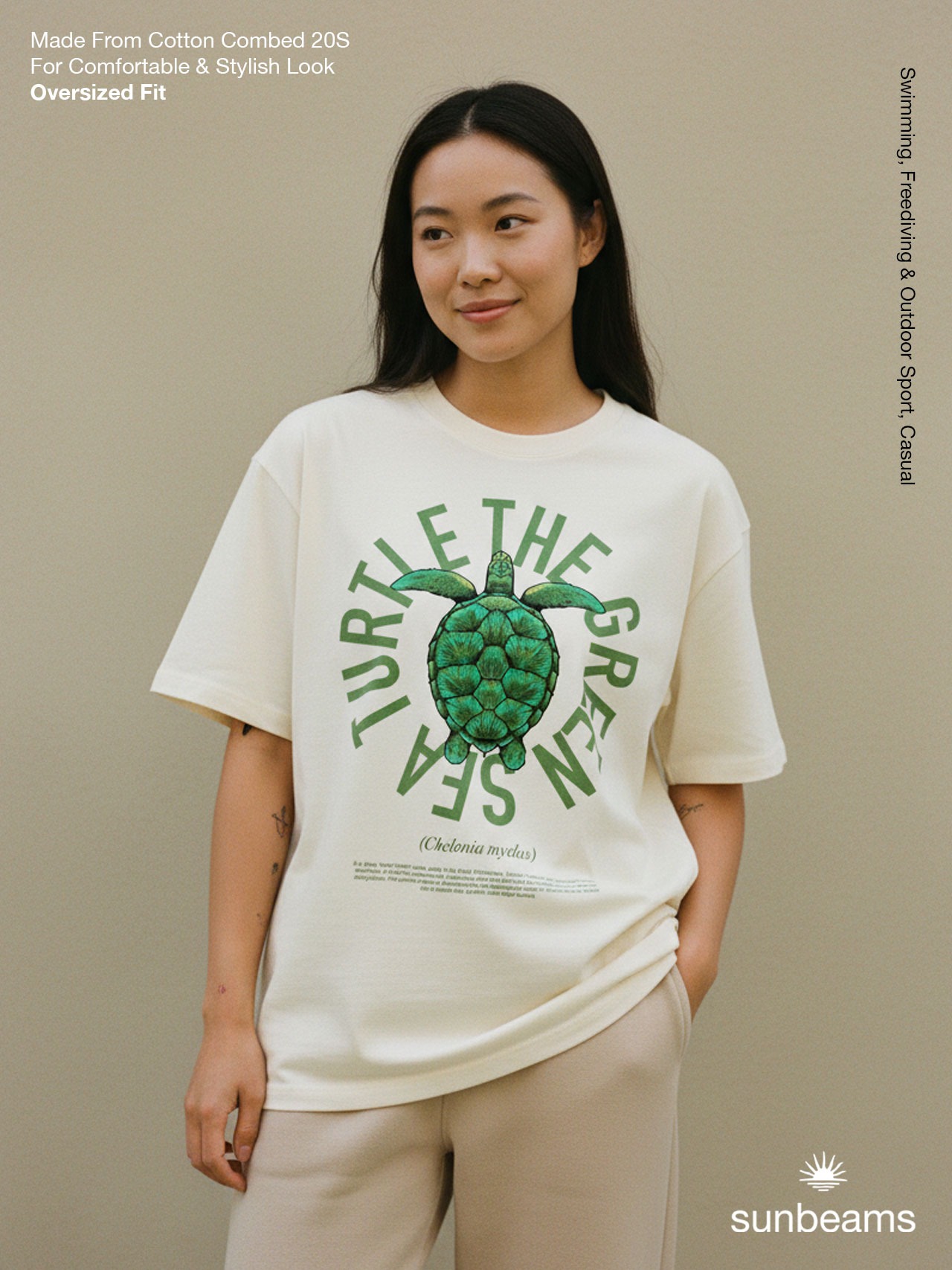 T-Shirt Oversized Unisex 20S, Broken White,