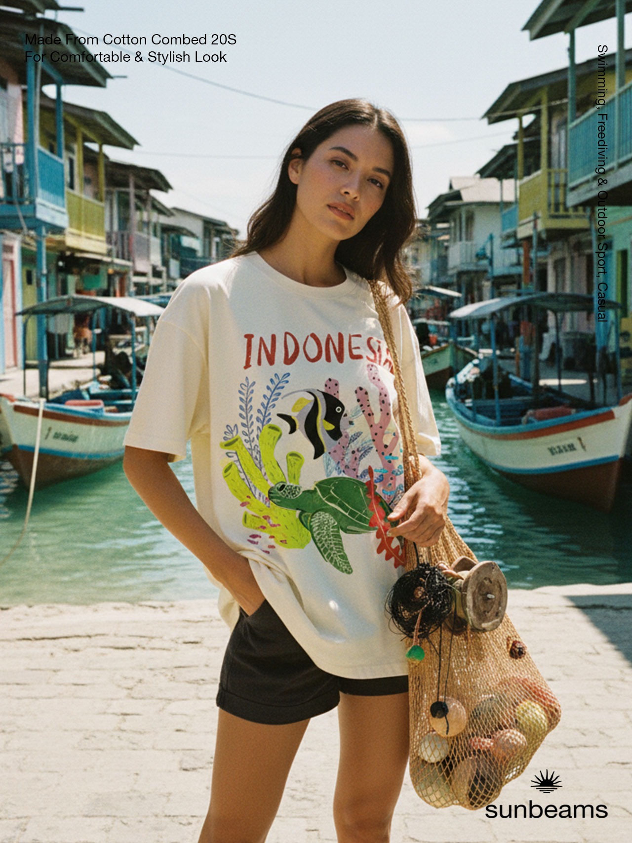 Unisex Oversized T-shirt 20S, Broken White, Indonesia