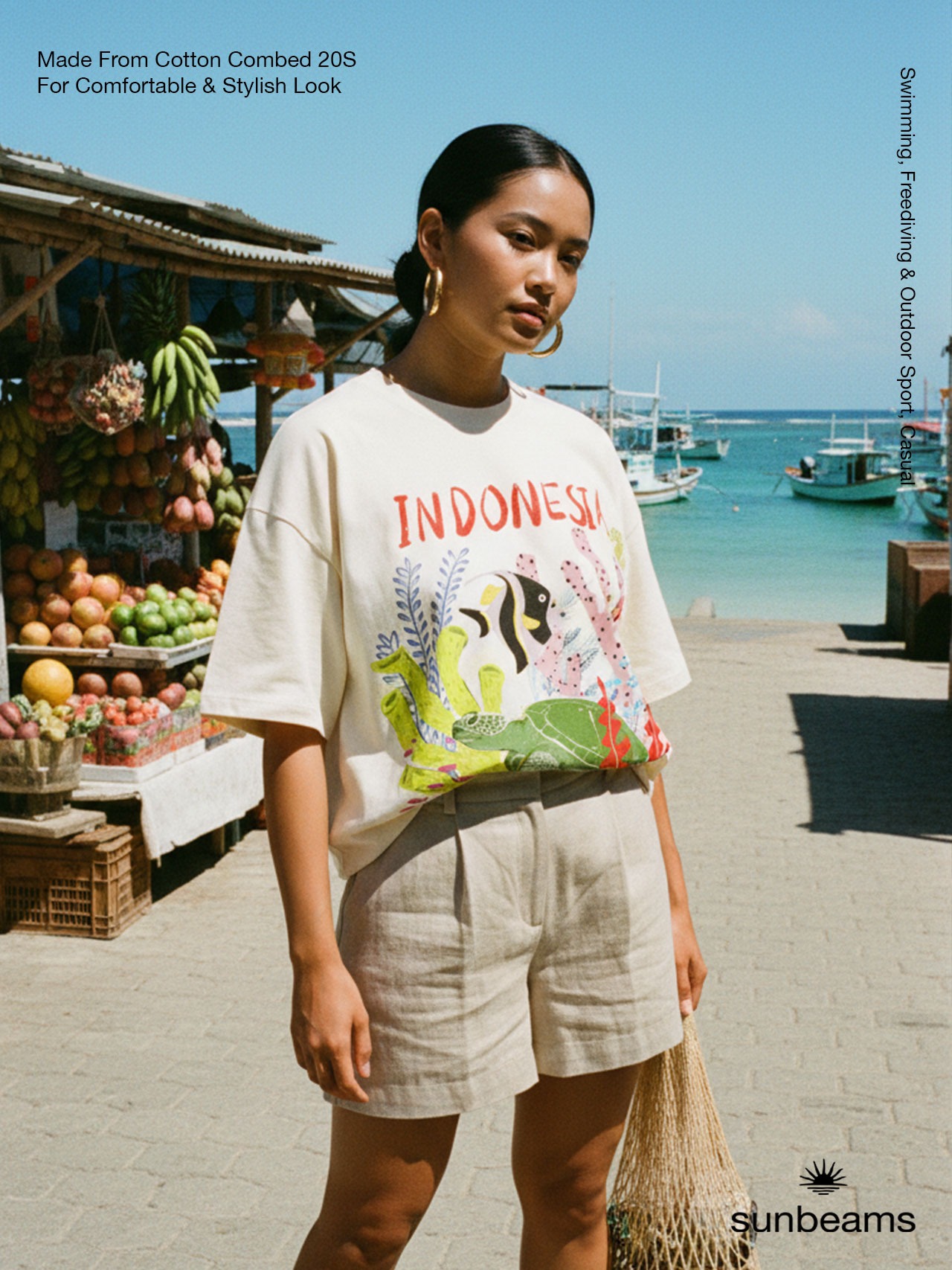 Unisex Oversized T-shirt 20S, Broken White, Indonesia