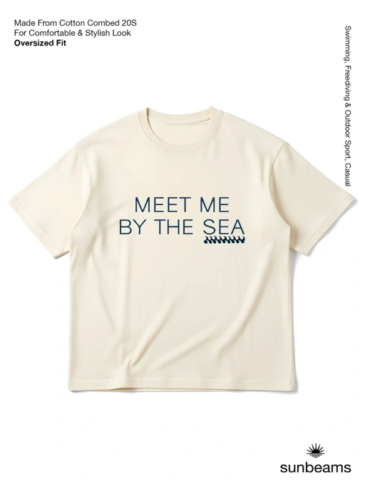 Image of Unisex Oversized T-shirt 20S, Broken White, Meet Me By The Sea