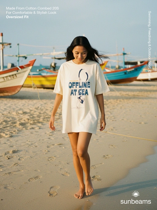 Image of T-Shirt Oversized 20S, Broken White, Offline At Sea