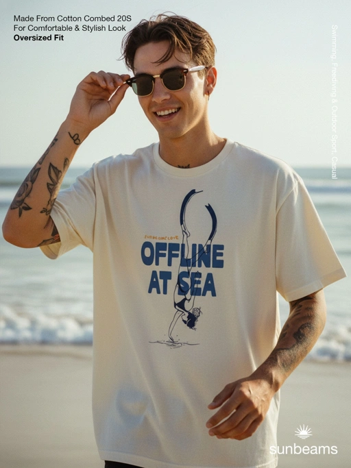 Image of T-Shirt Oversized 20S, Broken White, Offline At Sea