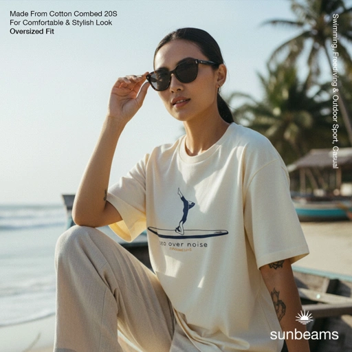 T-Shirt Oversized Unisex 20S, Broken White, Sea Over Noise