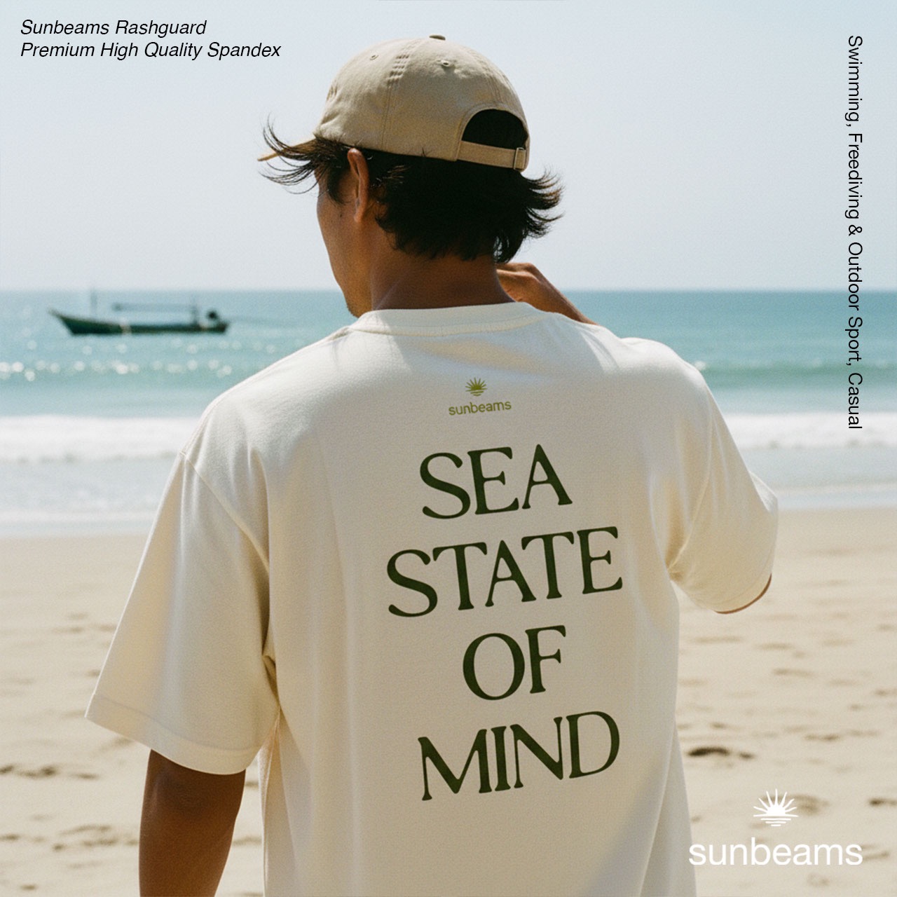 T-Shirt Oversized Unisex 20S, Broken White, Sea State Of Mind