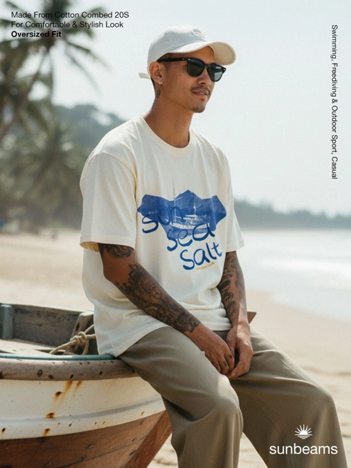 T-Shirt Oversized Unisex 20S, Broken White, Sun Sea Salt