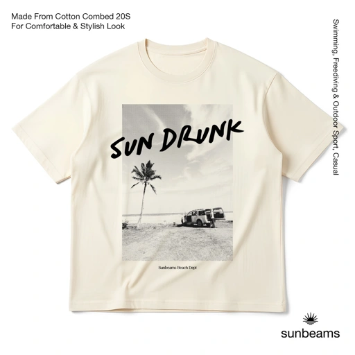 T-Shirt Oversized Unisex 20S, Broken White, Sun Drunk