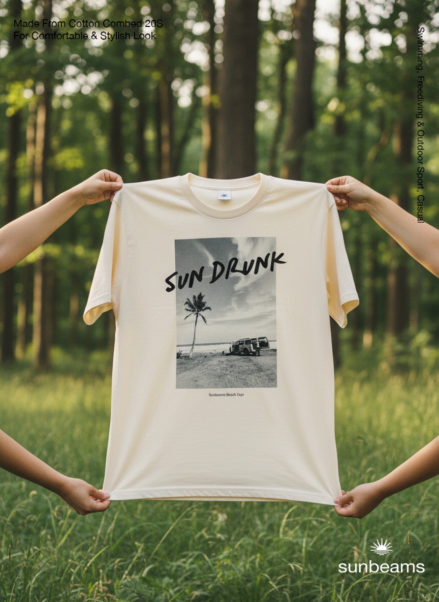 T-Shirt Oversized Unisex 20S, Broken White, Sun Drunk