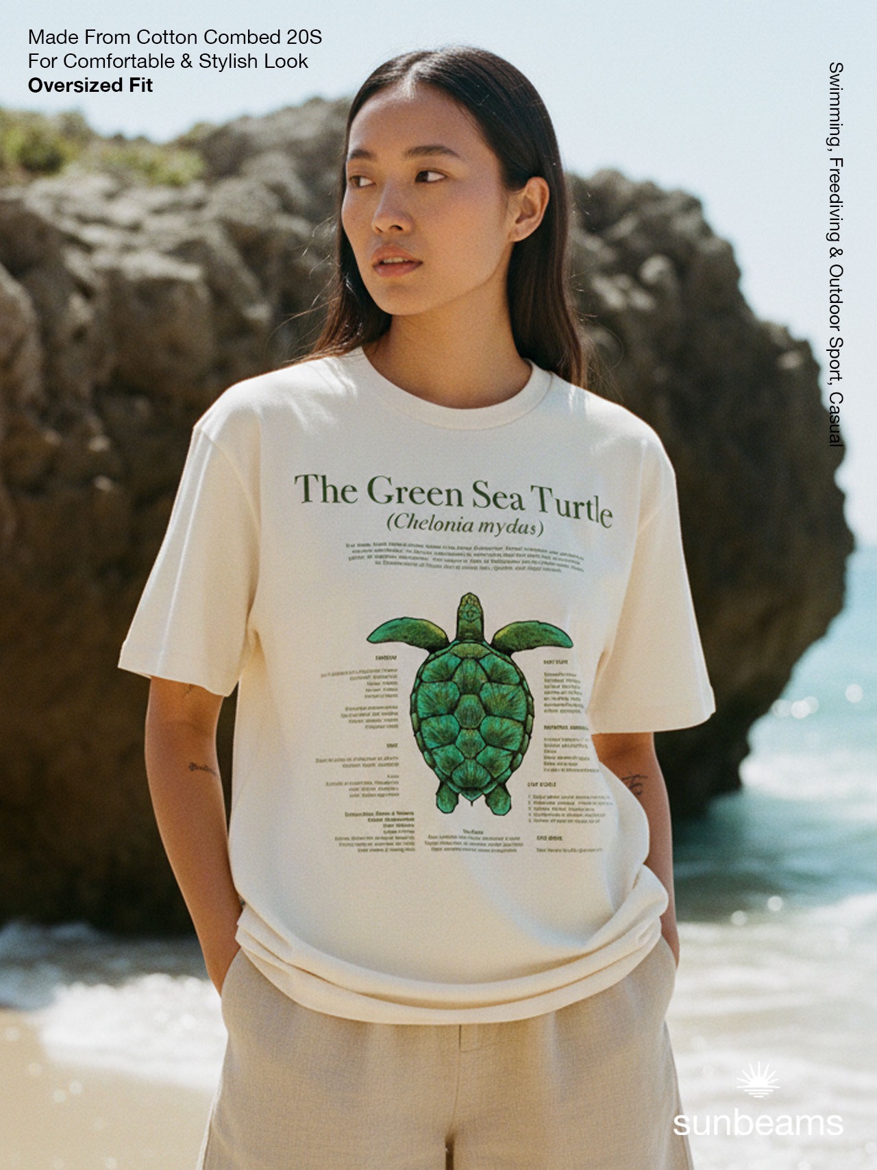 T-Shirt Oversized Unisex 20S, Broken White, Turtle Definition