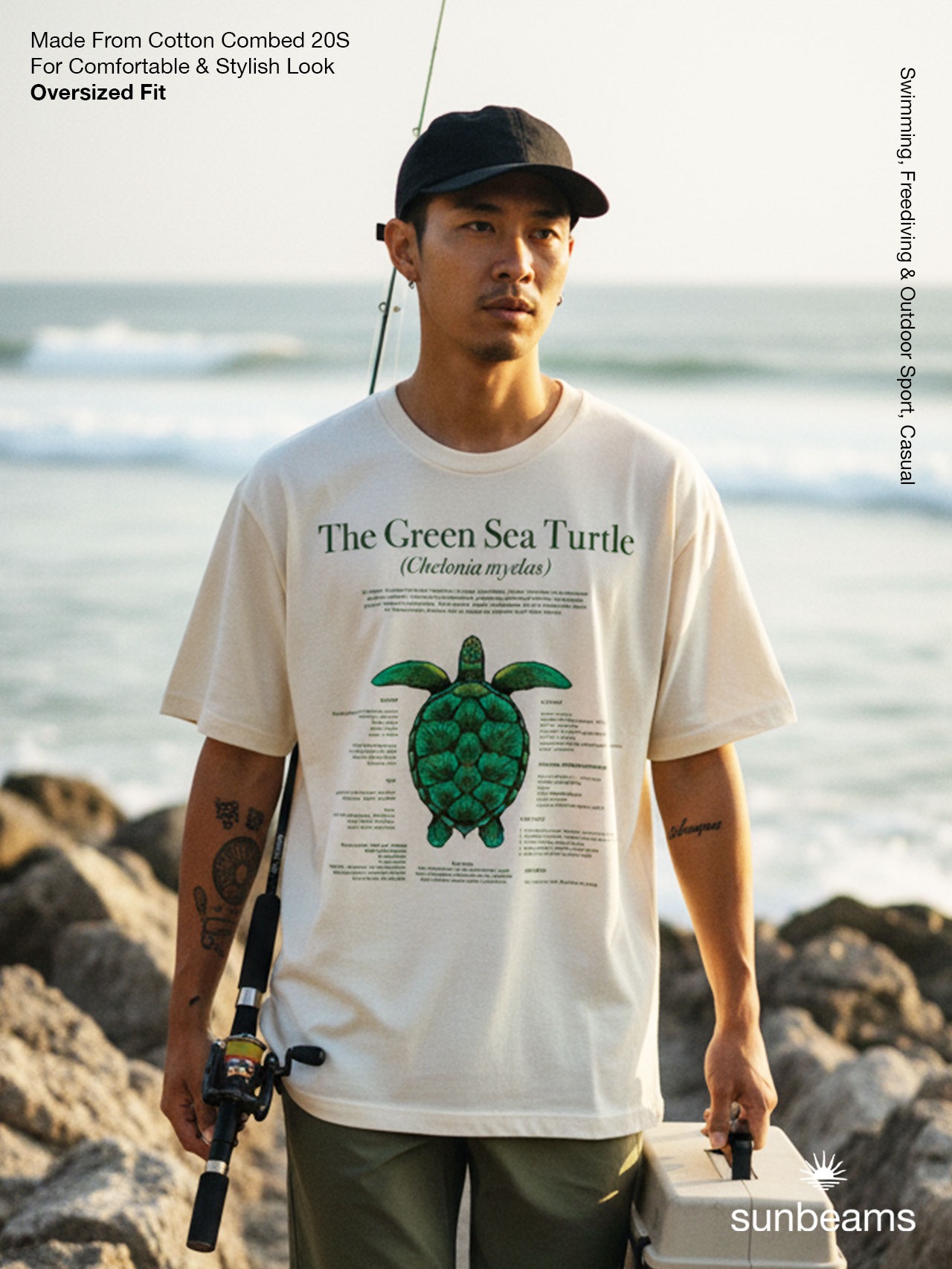 T-Shirt Oversized Unisex 20S, Broken White, Turtle Definition