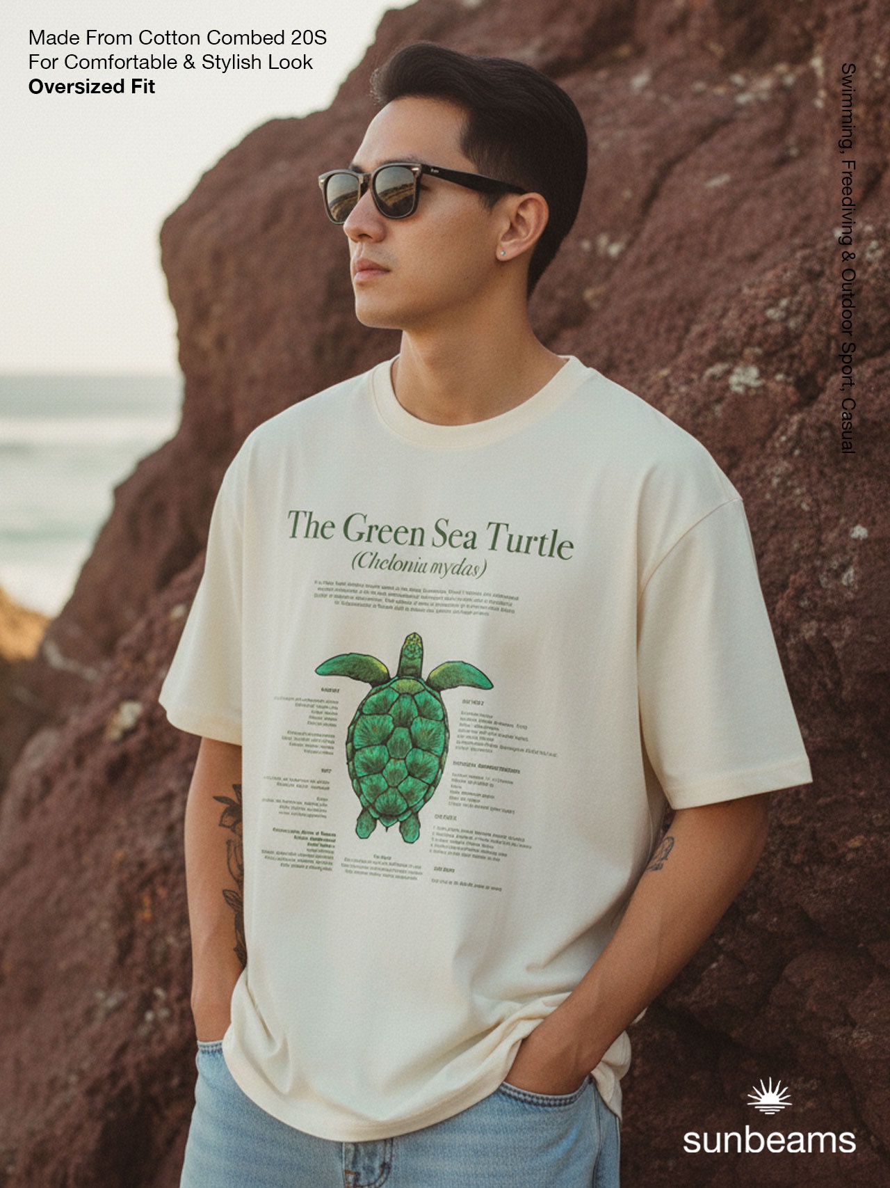 T-Shirt Oversized Unisex 20S, Broken White, Turtle Definition