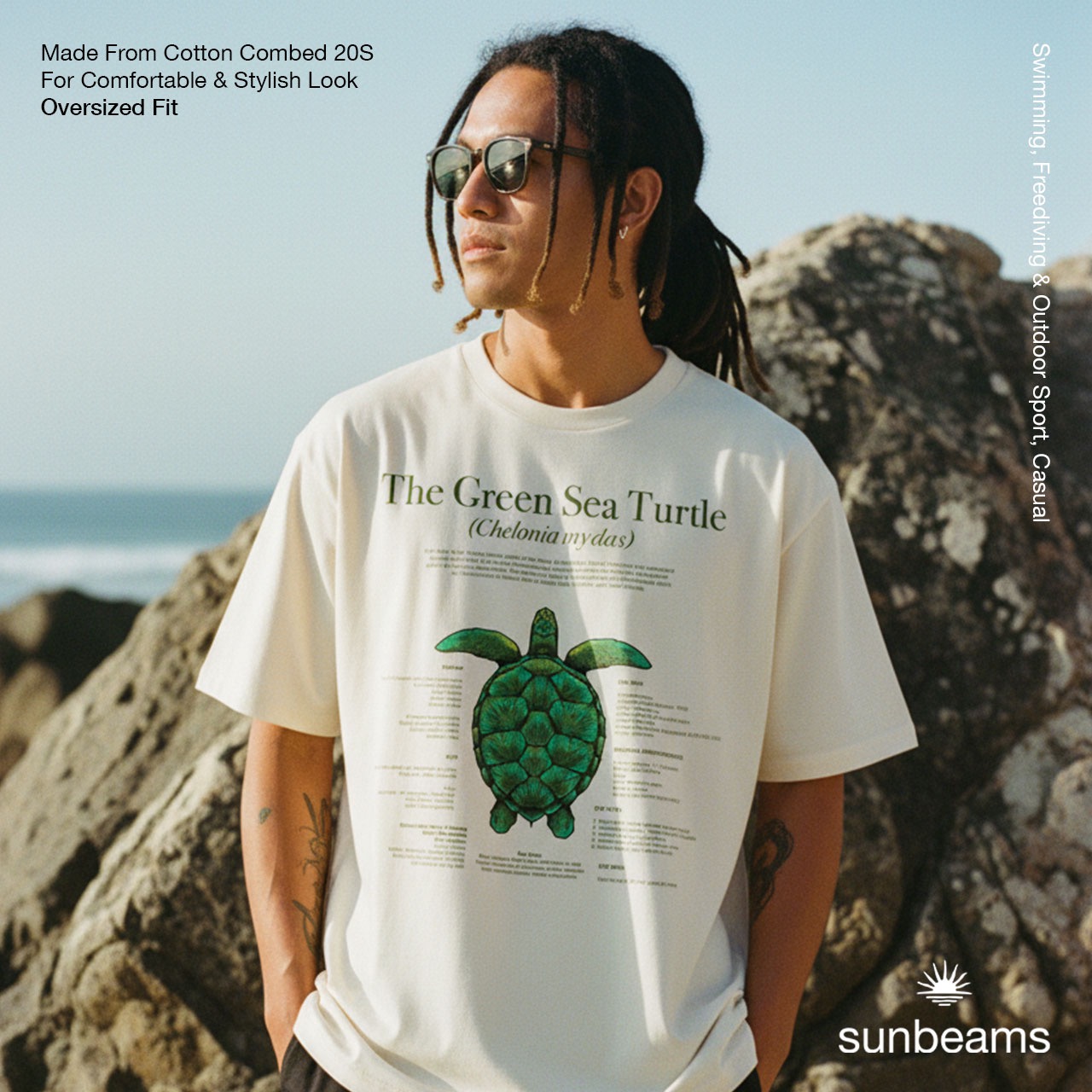 T-Shirt Oversized Unisex 20S, Broken White, Turtle Definition