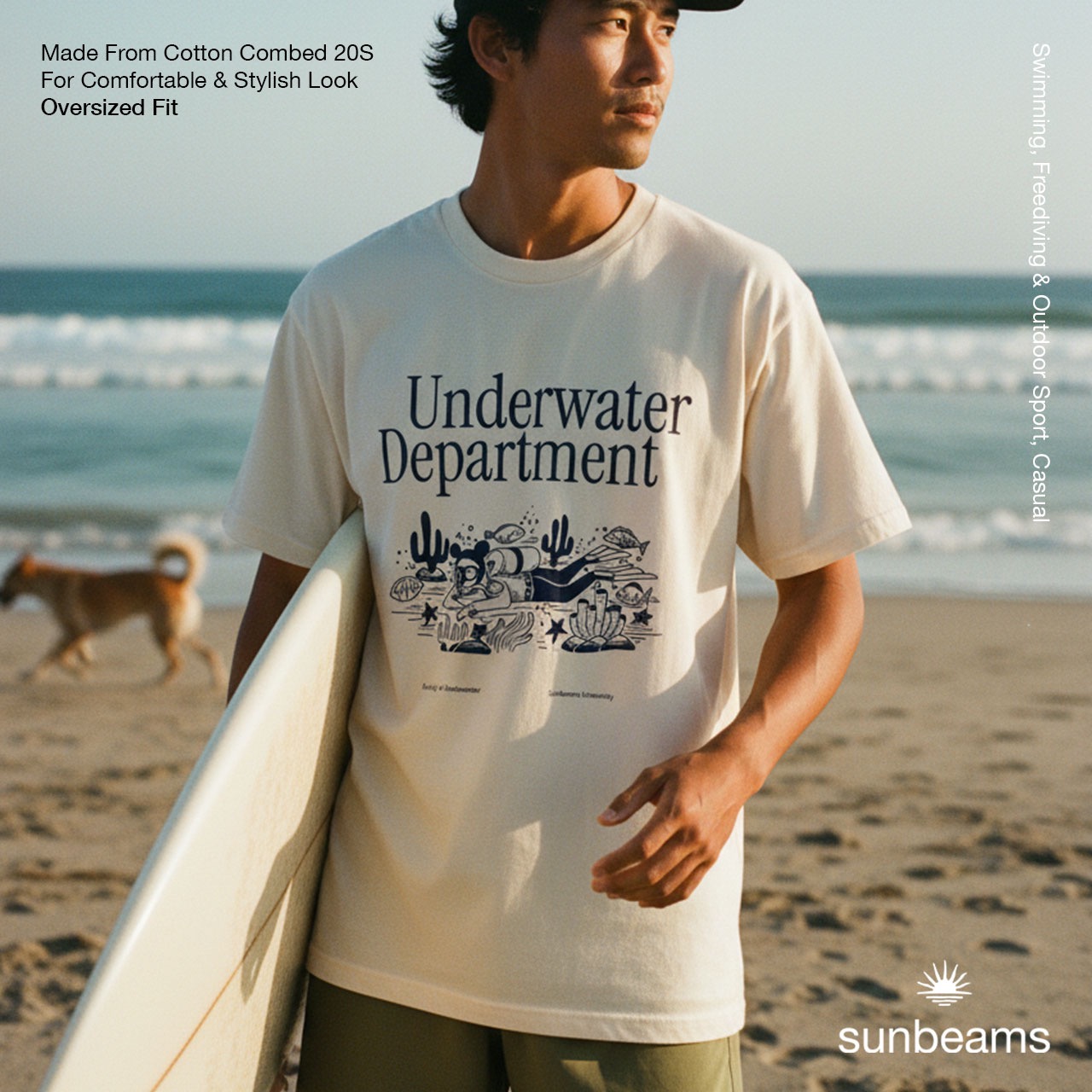 Unisex T-Shirt Oversized Broken White, Underwater Department Scuba