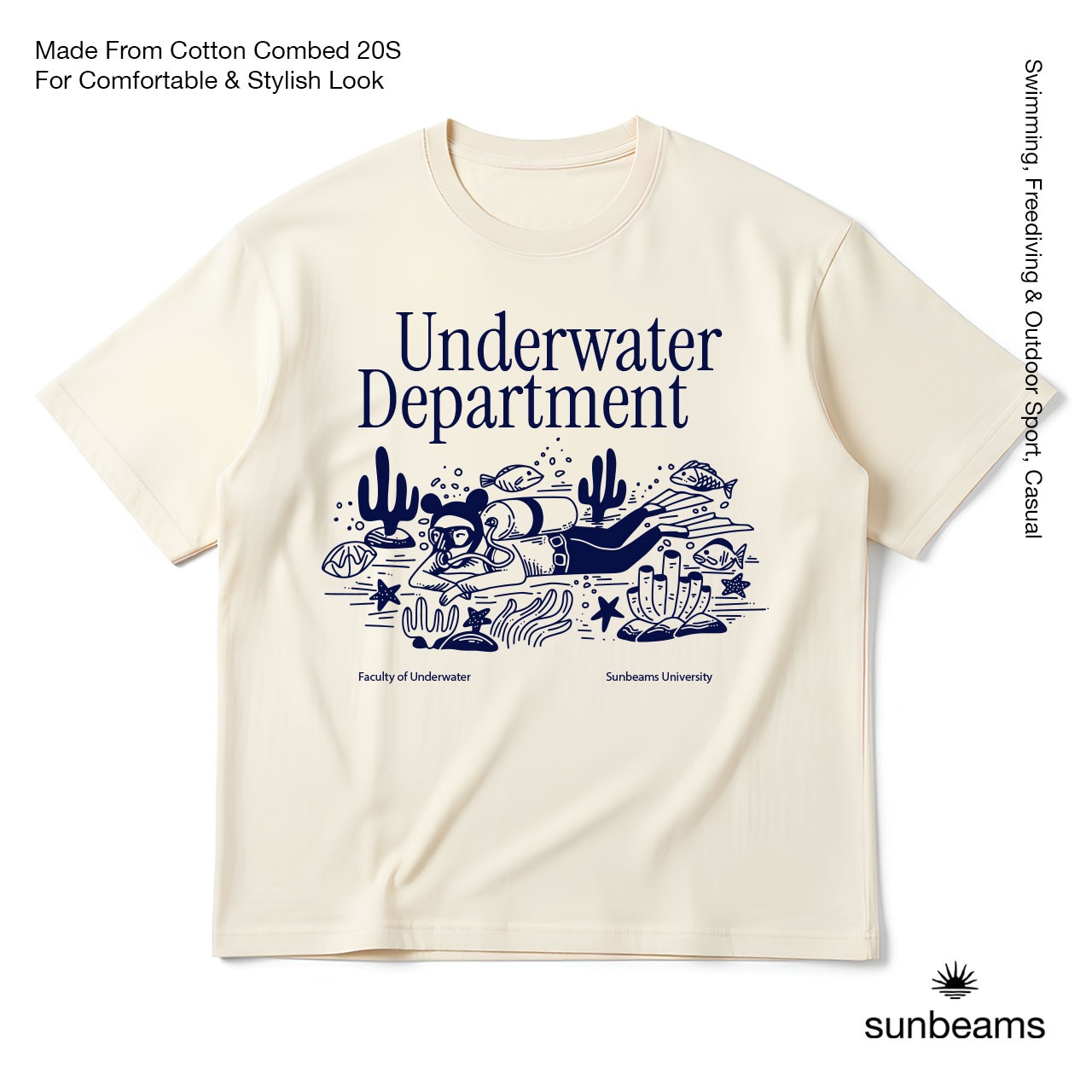 Unisex T-Shirt Oversized Broken White, Underwater Department Scuba