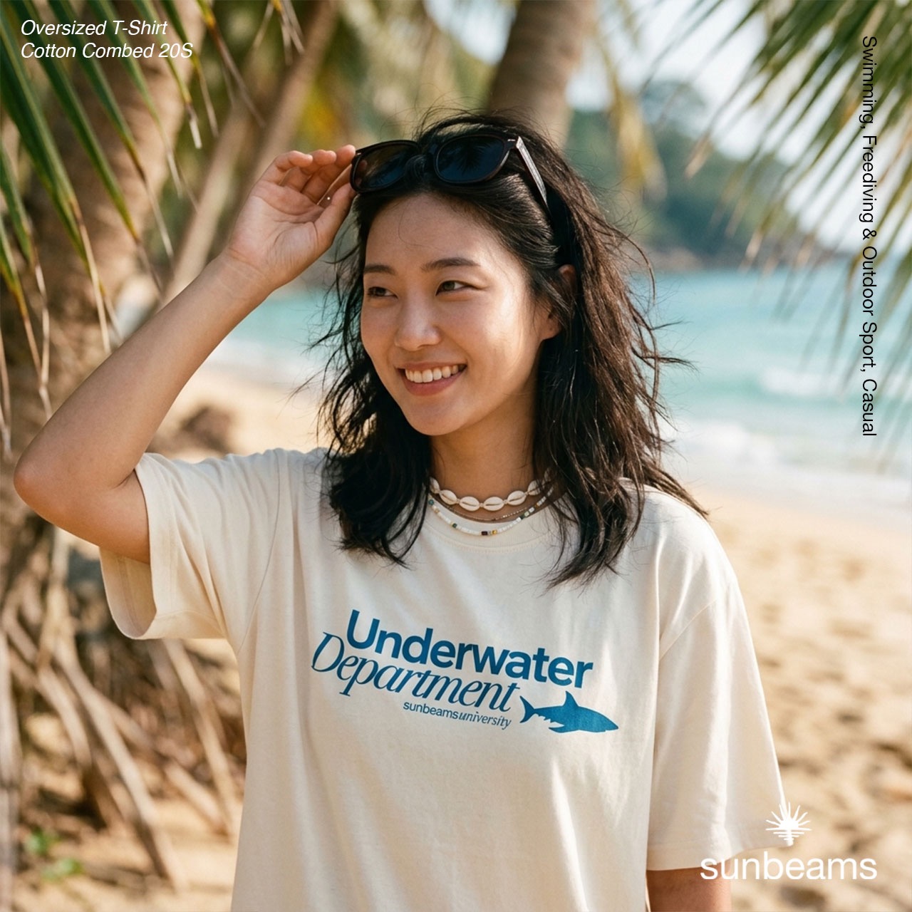 Unisex T-Shirt Oversized Broken White, Underwater Department Shark