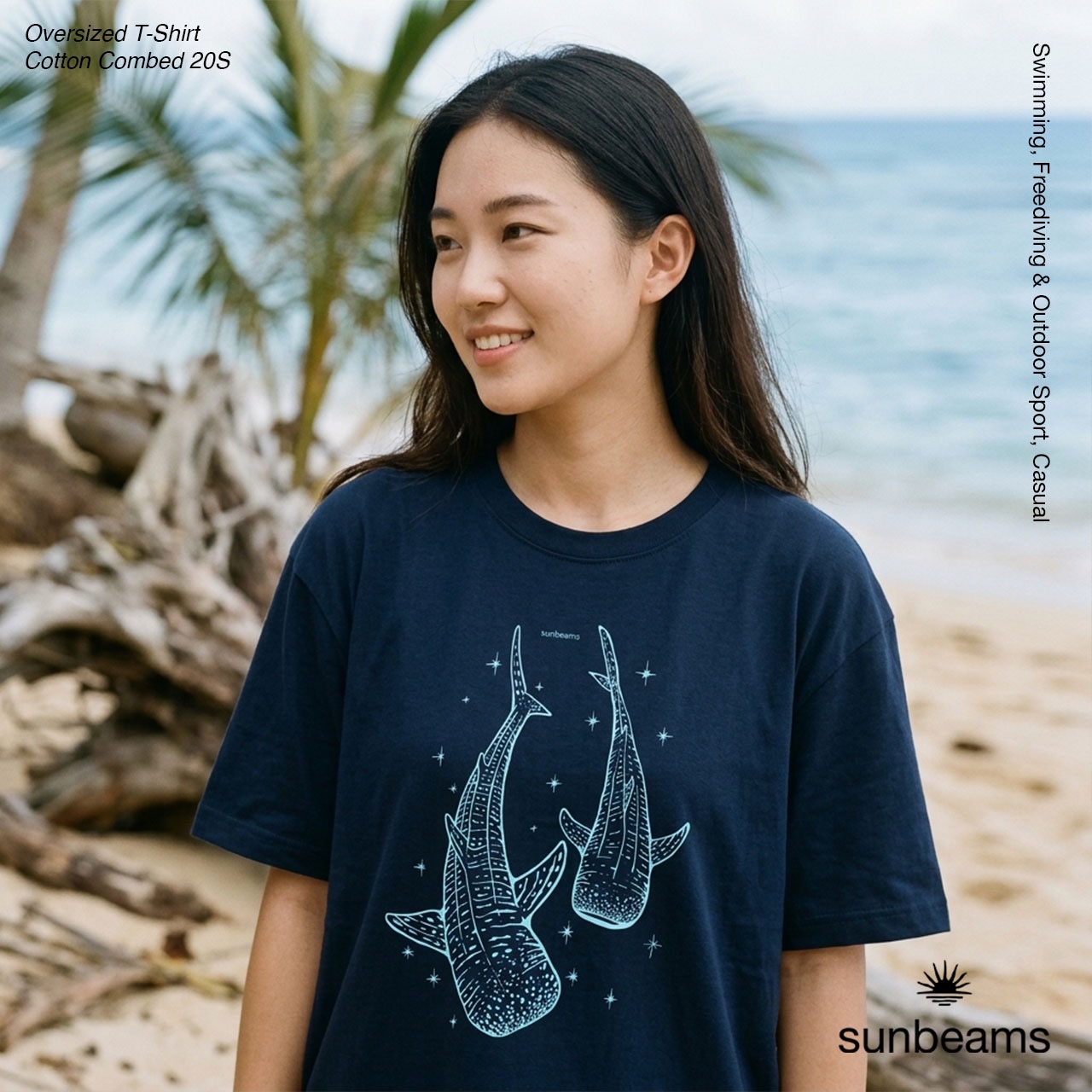 Unisex T-Shirt Oversized Navy, Whale Shark