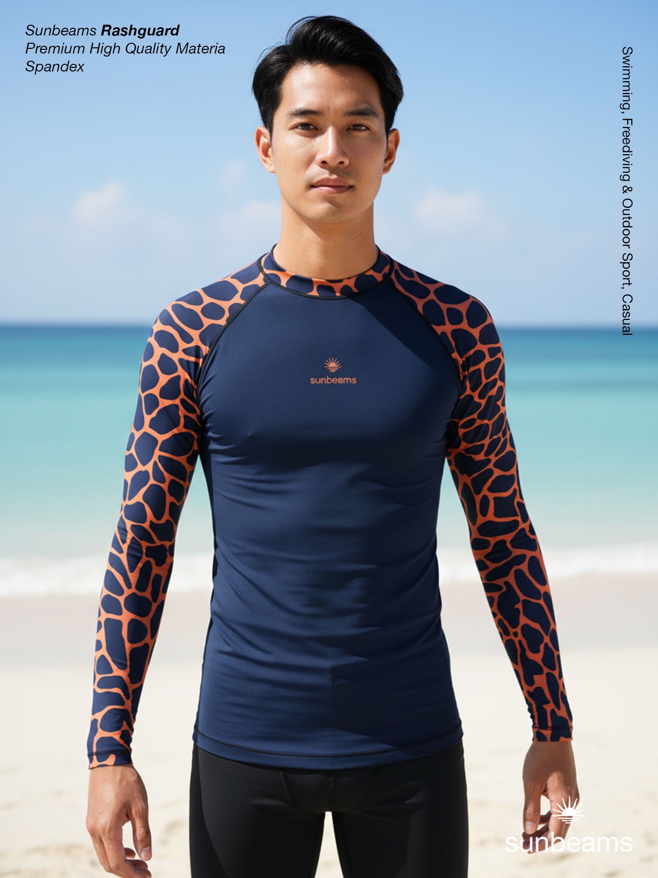 Rashguard Raglan Eel Navy Orange (men/women)