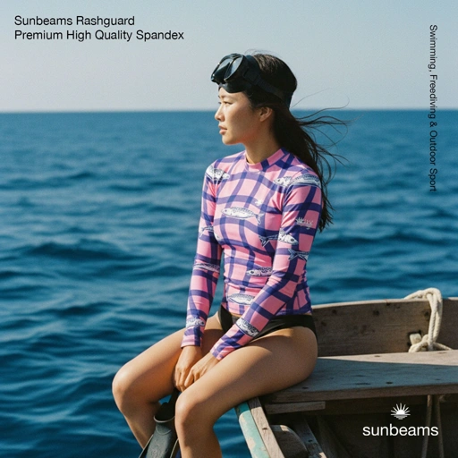 Image of Rashguard Eagle Ray Motif Gingham