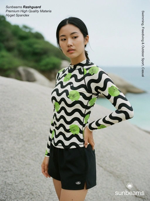 Image of Women Rashguard Wiggle Line & Shell