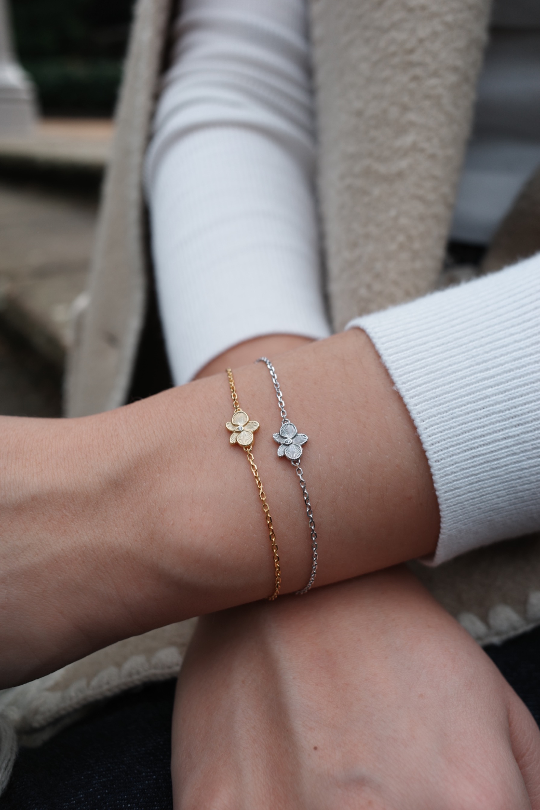 Silver 'Orchidea' Textured Bracelet