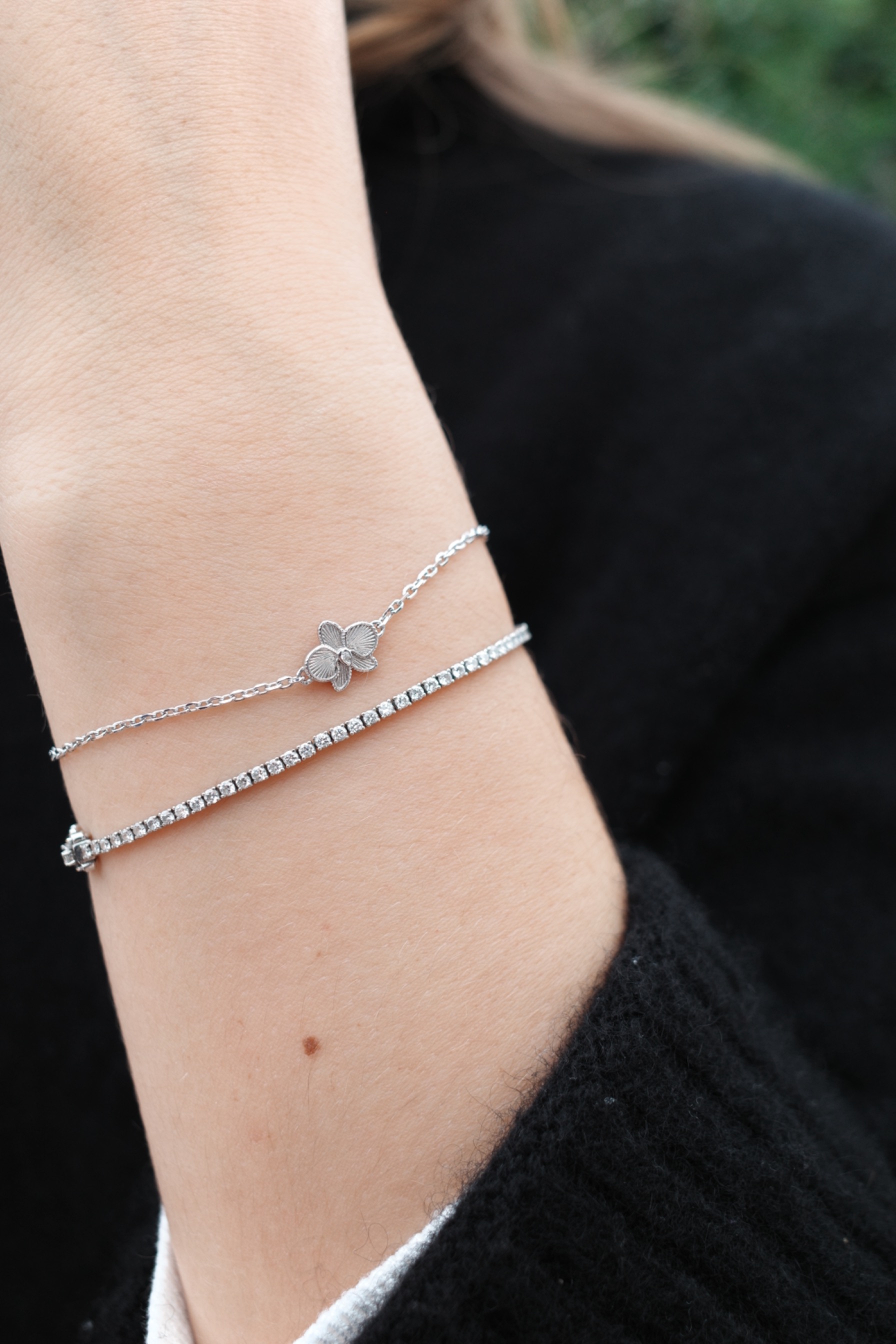 Silver 'Orchidea' Textured Bracelet