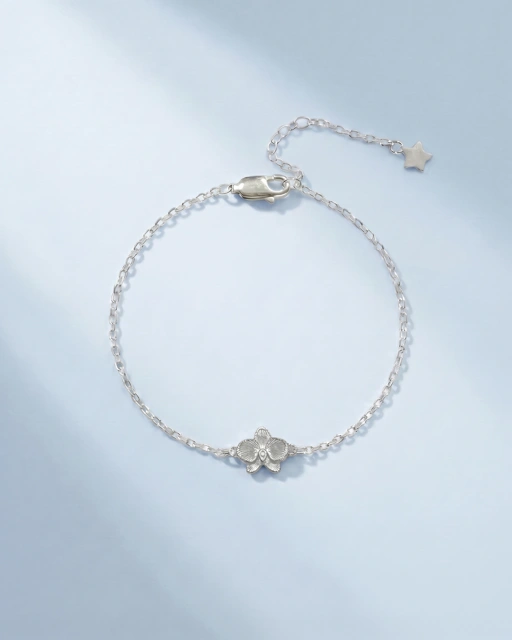 Silver Orchidea Textured Bracelet