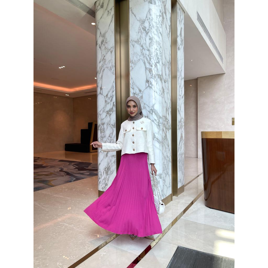UMBRELLA PLEATS SKIRT - FUSCHIA