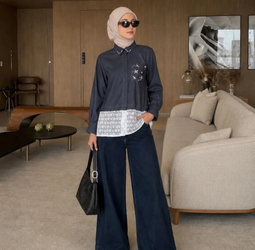 Image of Kemeja Payet Vanilla Hijab