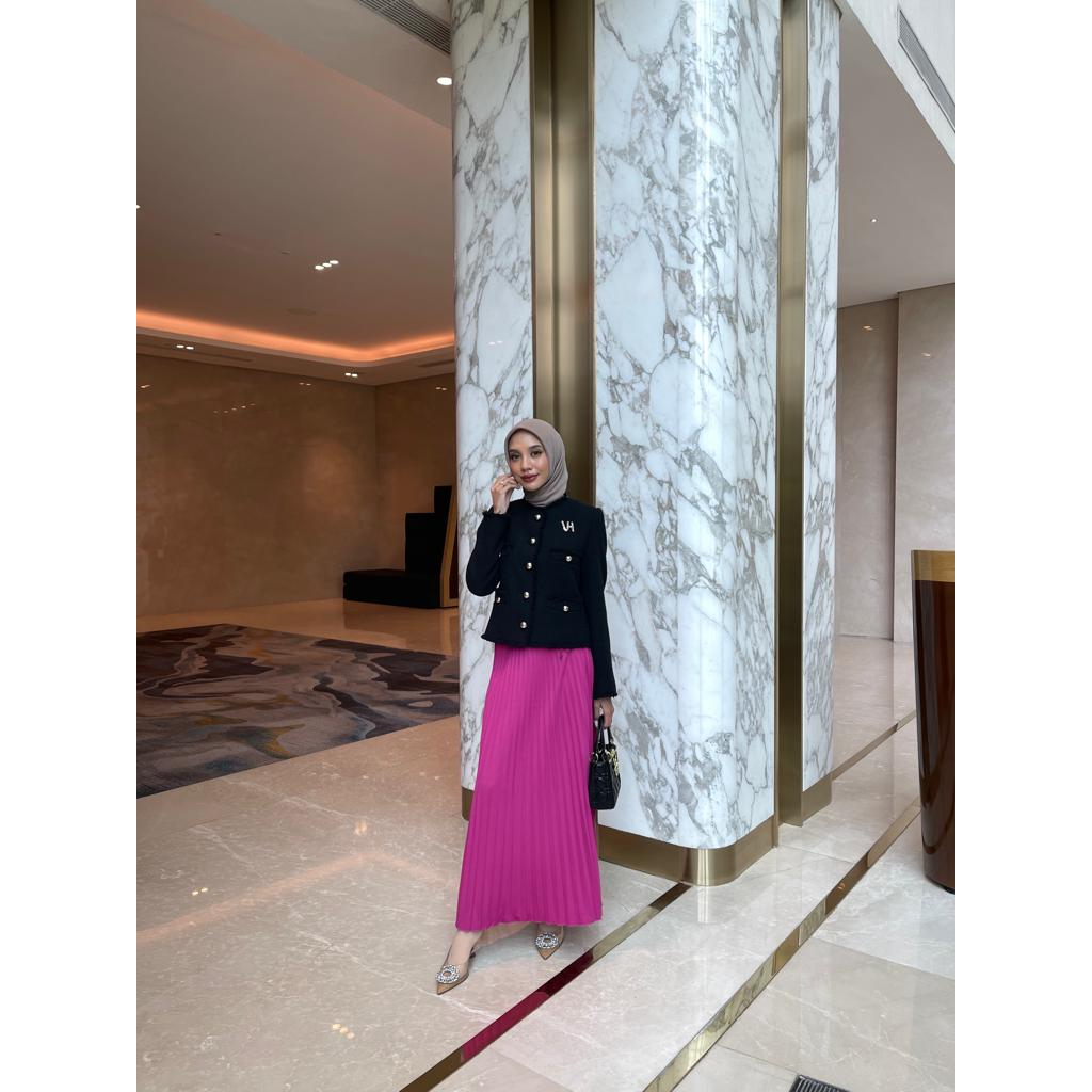 UMBRELLA PLEATS SKIRT - FUSCHIA