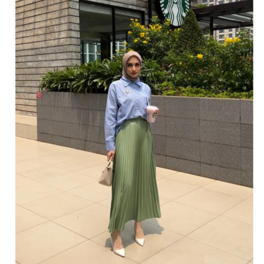 UMBRELLA PLEATS SKIRT - MATCHA