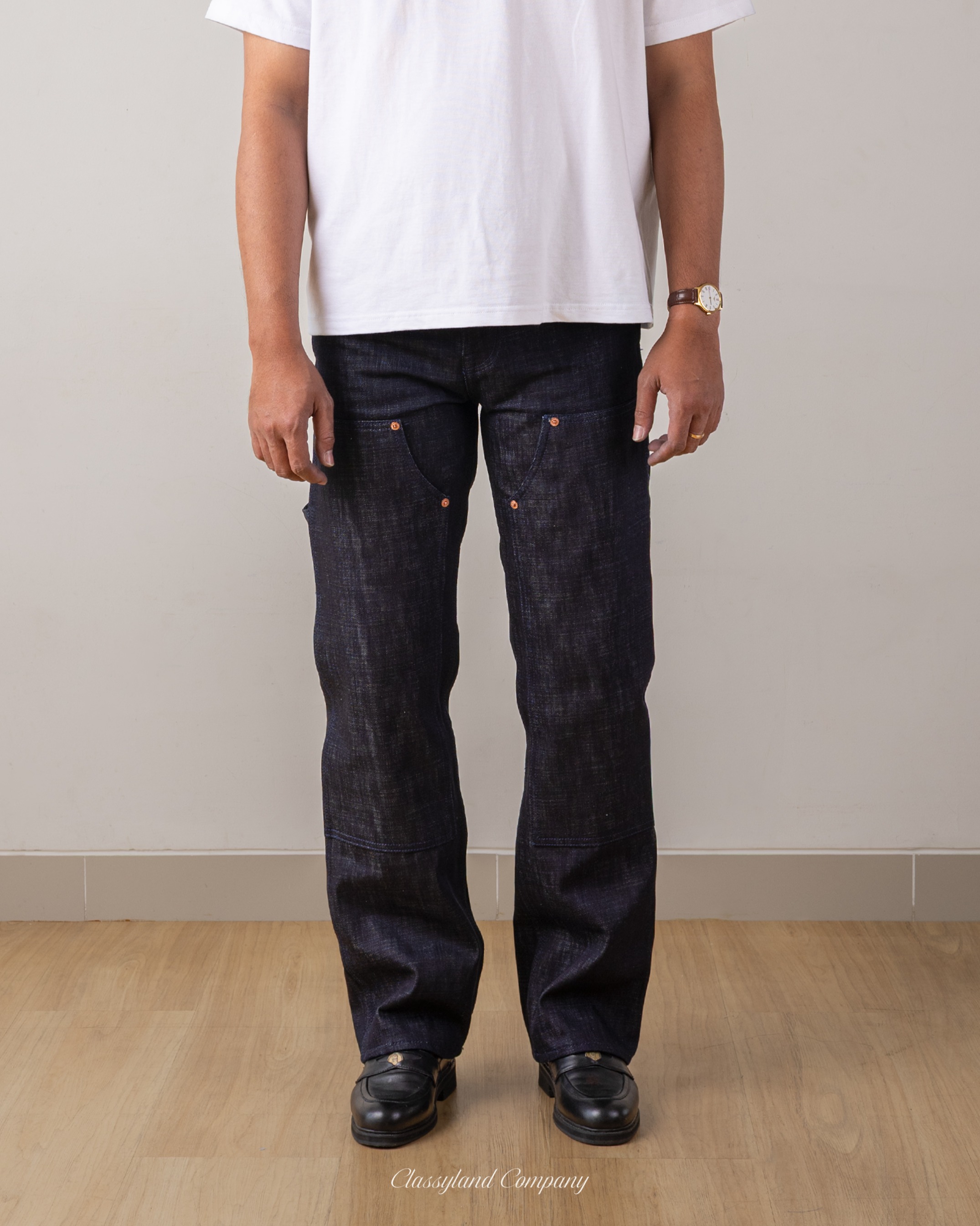 Double Knee Pants Raw Denim 14oz Sanforized
