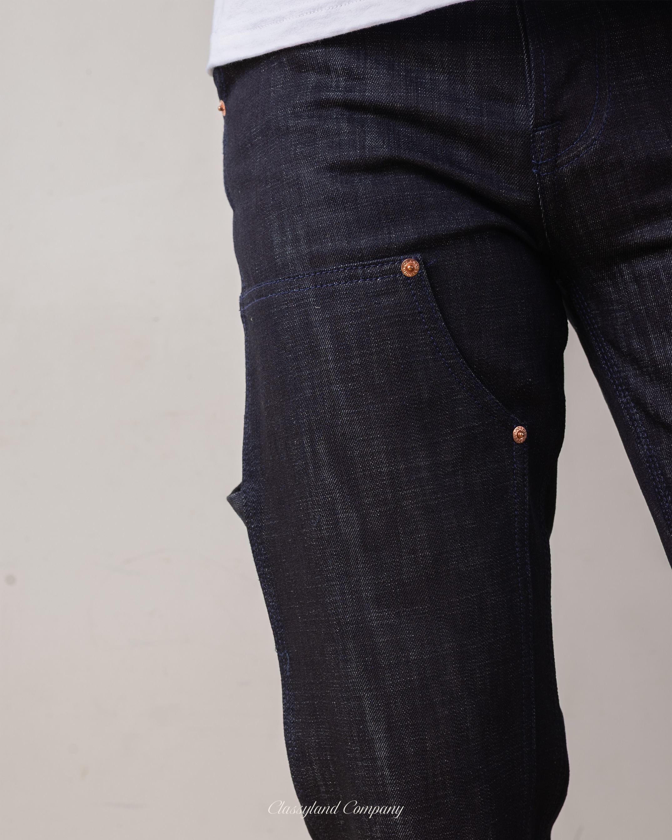Double Knee Pants Raw Denim 14oz Sanforized