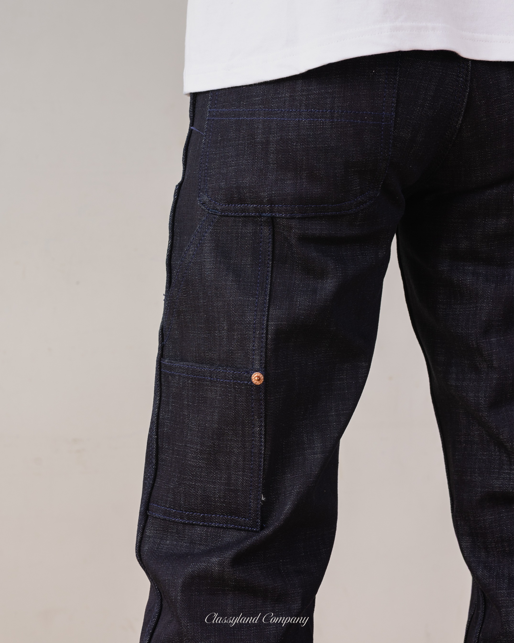 Double Knee Pants Raw Denim 14oz Sanforized