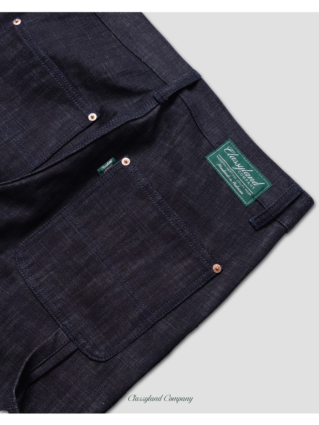Double Knee Pants Raw Denim 14oz Sanforized