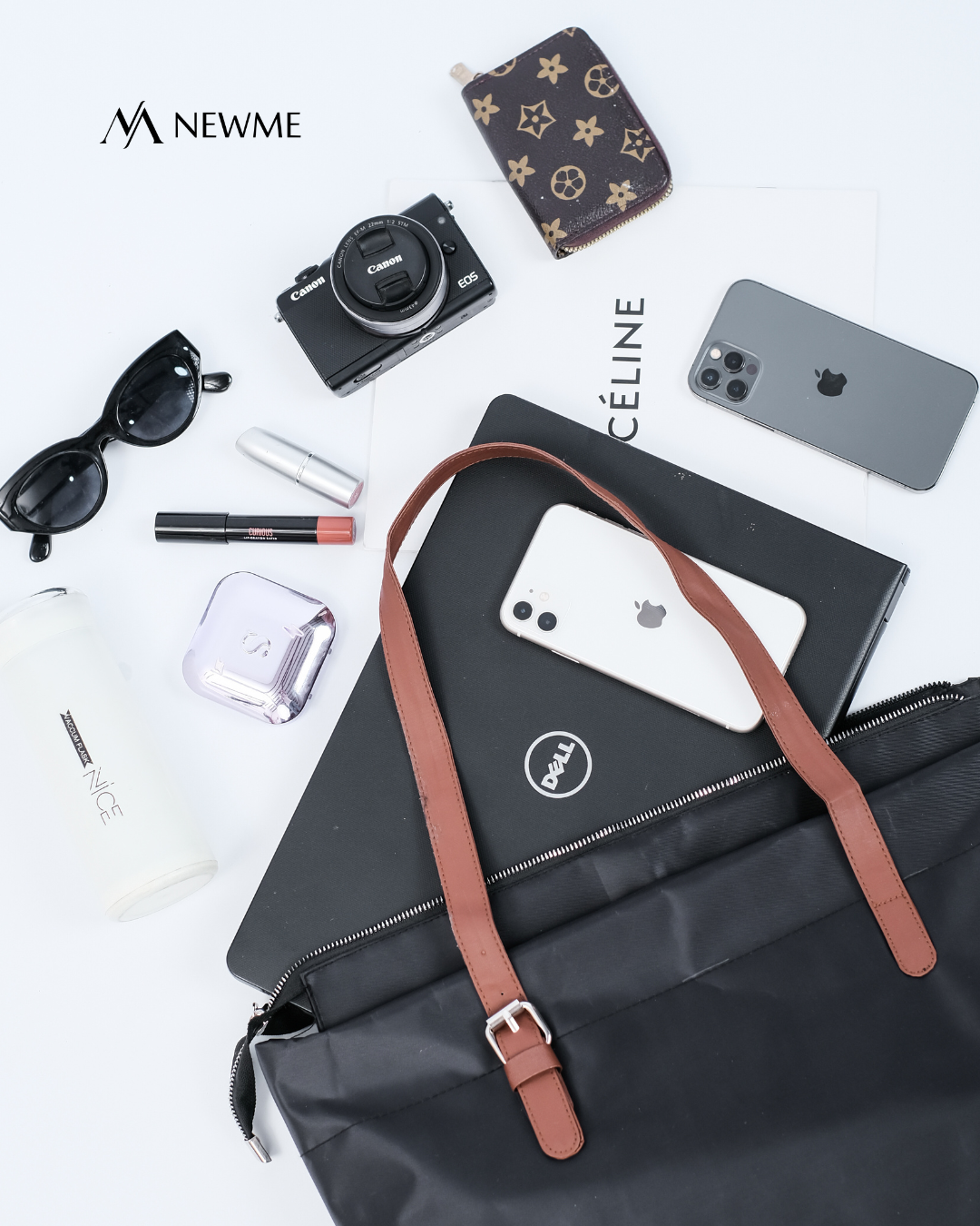Tas Tote Bag Wanita Multifungsi Muat Laptop 15' Banyak Kantong Tas Hand Bag Totebag - Luxe By NewMe