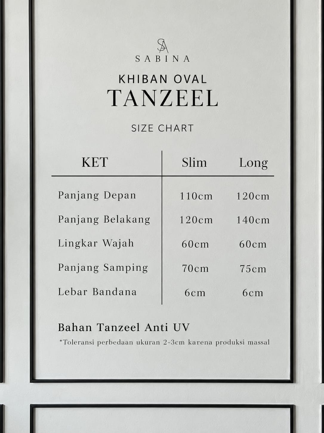KHIBAN TANZEEL - OVAL FREE CADAR TALI
