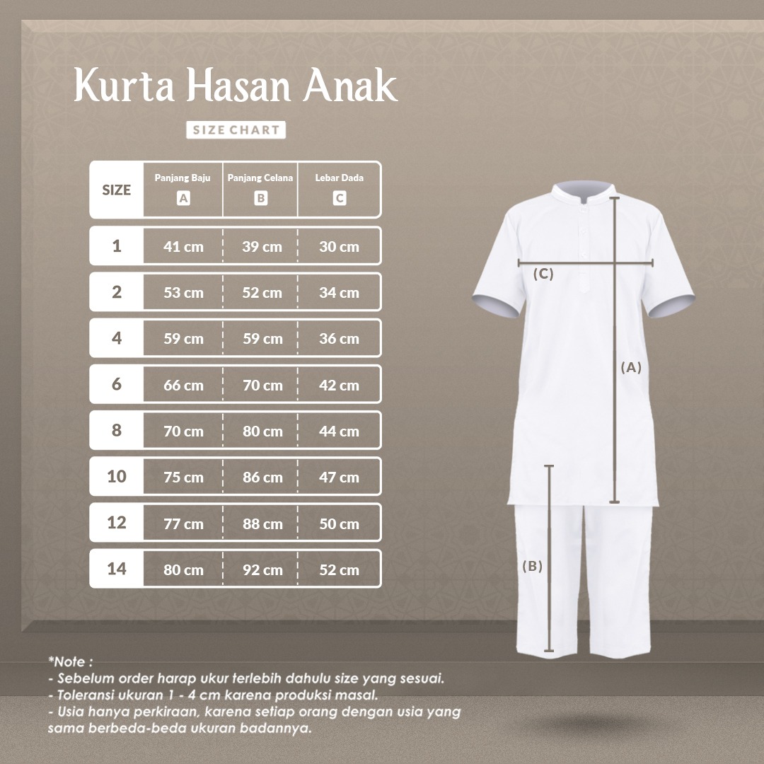 Alghaza Mubarak | Kurta Anak Pria Setelan | Kurta Hasan Anak Lengan Pendek