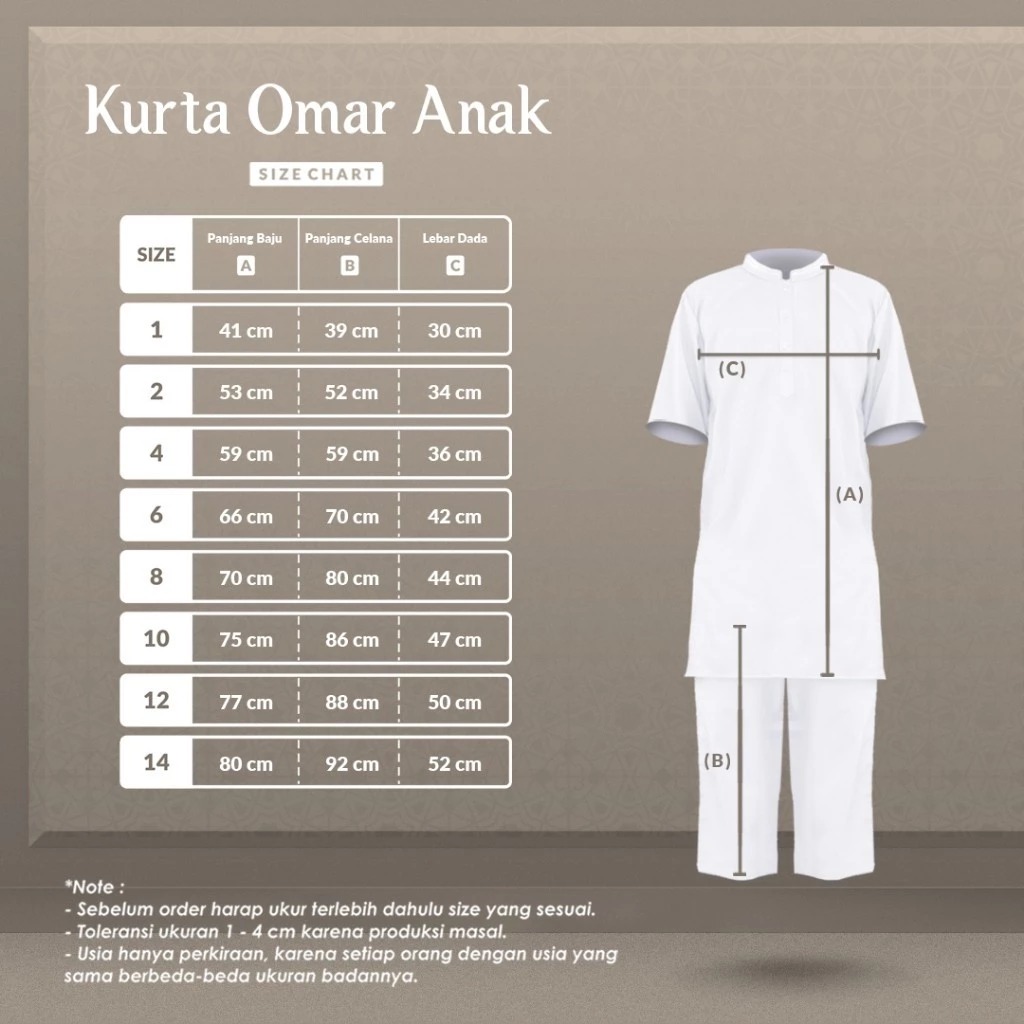 Alghaza Mubarak | Kurta Anak Lengan Pendek | Kurta Omar Anak