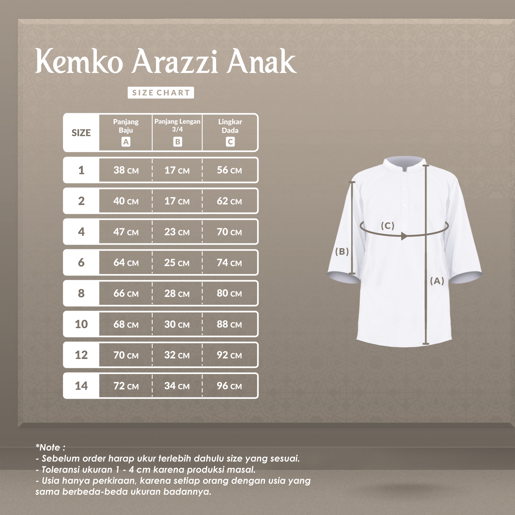 Alghaza Mubarak | Kemeja Koko Anak Pria | Kemko Arazzi